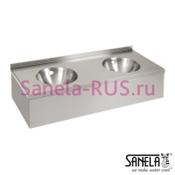 Нержавеющая раковина с двумя чашами с облицовкой SLUN 19P