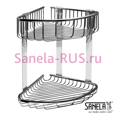 Нержавеющая двойная угловая полка SLZD 29 арт: 62290 Sanela Чехия (фото, схема)