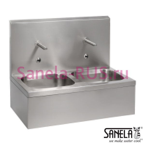Нержавеющая двойная мойка с автоматическими кранами SLUN 07EB