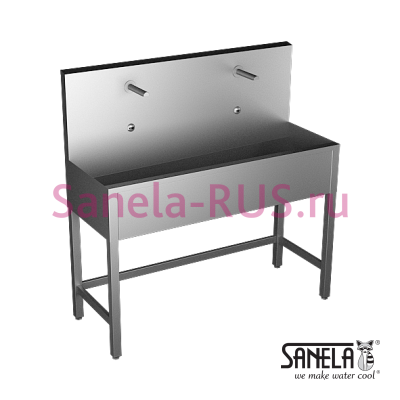 Нержавеющая раковина коллективная на ножках 1250мм SLUN 50ET арт: 93503 Sanela Чехия (фото, схема)